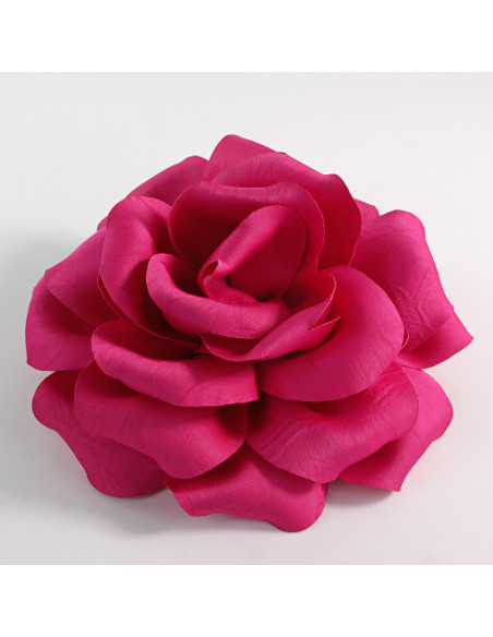 KWIAT Z MATERIAŁU RÓŻA BROSZKA PRZYPINKA LOLITA AKCESORIA 14 CM FUKSJA