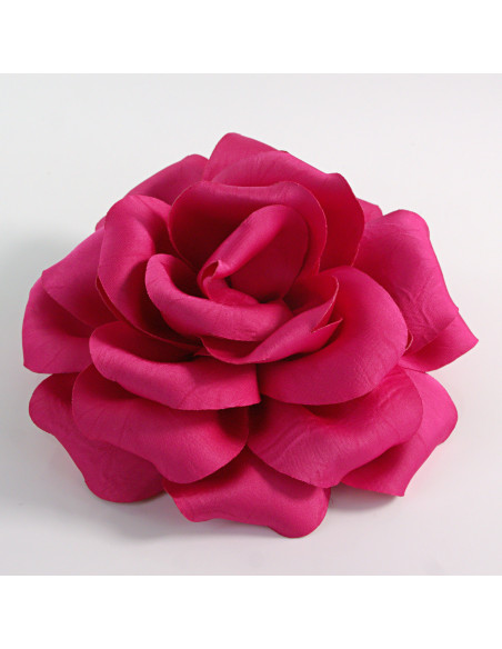 KWIAT Z MATERIAŁU RÓŻA BROSZKA PRZYPINKA LOLITA AKCESORIA 14 CM FUKSJA