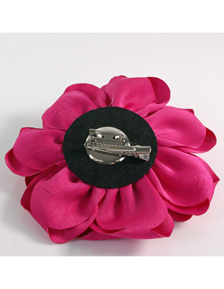 KWIAT Z MATERIAŁU RÓŻA BROSZKA PRZYPINKA LOLITA AKCESORIA 14 CM FUKSJA