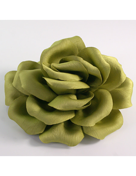 KWIAT Z MATERIAŁU RÓŻA BROSZKA PRZYPINKA LOLITA AKCESORIA 14 CM KHAKI