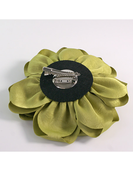 KWIAT Z MATERIAŁU RÓŻA BROSZKA PRZYPINKA LOLITA AKCESORIA 14 CM KHAKI