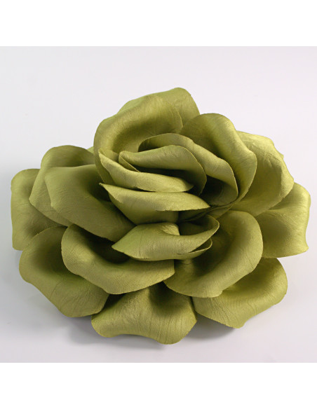 KWIAT Z MATERIAŁU RÓŻA BROSZKA PRZYPINKA LOLITA AKCESORIA 14 CM KHAKI