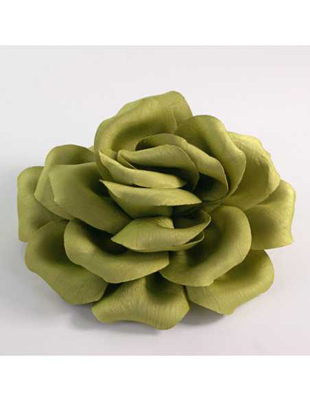 KWIAT Z MATERIAŁU RÓŻA BROSZKA PRZYPINKA LOLITA AKCESORIA 14 CM KHAKI