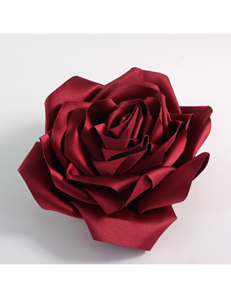 KWIAT Z MATERIAŁU RÓŻA BROSZKA PRZYPINKA LOLITA AKCESORIA 12 CM BORDOWY