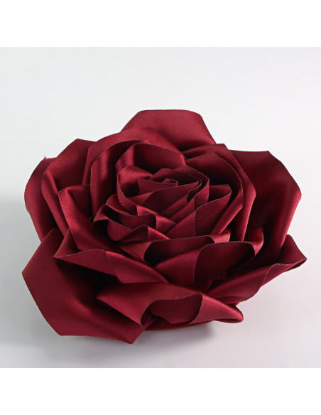 KWIAT Z MATERIAŁU RÓŻA BROSZKA PRZYPINKA LOLITA AKCESORIA 12 CM BORDOWY