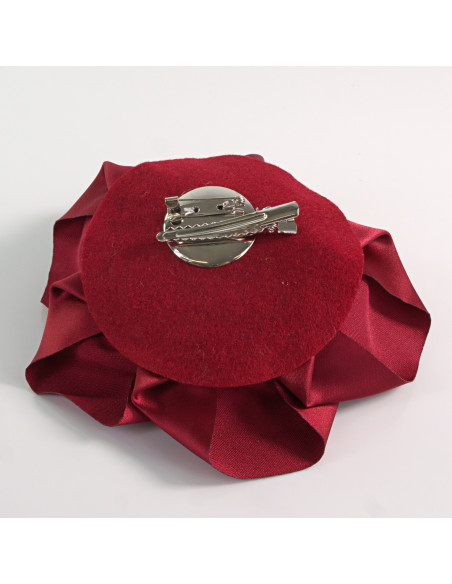 KWIAT Z MATERIAŁU RÓŻA BROSZKA PRZYPINKA LOLITA AKCESORIA 12 CM BORDOWY