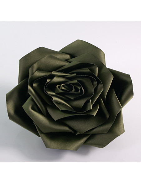 KWIAT Z MATERIAŁU RÓŻA BROSZKA PRZYPINKA LOLITA AKCESORIA 12 CM KHAKI