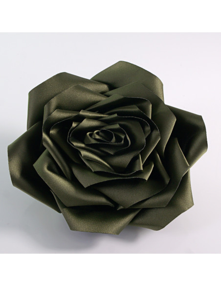 KWIAT Z MATERIAŁU RÓŻA BROSZKA PRZYPINKA LOLITA AKCESORIA 12 CM KHAKI