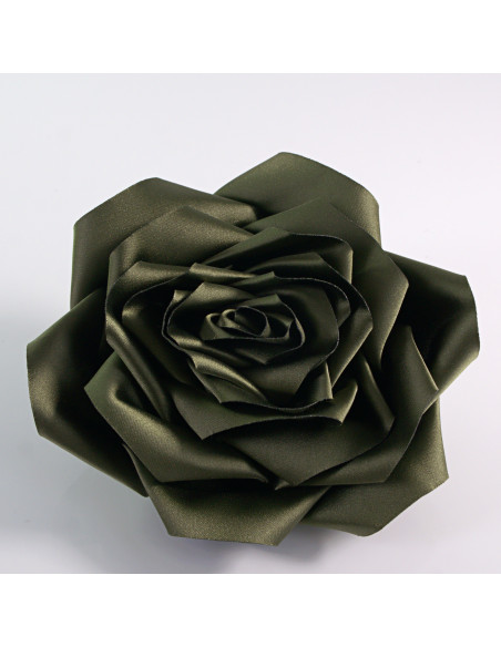 KWIAT Z MATERIAŁU RÓŻA BROSZKA PRZYPINKA LOLITA AKCESORIA 12 CM KHAKI