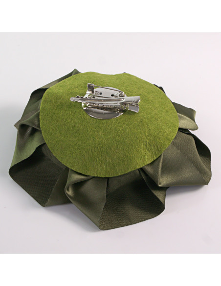 KWIAT Z MATERIAŁU RÓŻA BROSZKA PRZYPINKA LOLITA AKCESORIA 12 CM KHAKI