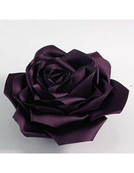 KWIAT Z MATERIAŁU RÓŻA BROSZKA PRZYPINKA LOLITA AKCESORIA 12 CM FIOLETOWY