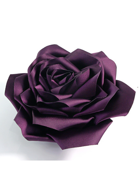 KWIAT Z MATERIAŁU RÓŻA BROSZKA PRZYPINKA LOLITA AKCESORIA 12 CM FIOLETOWY