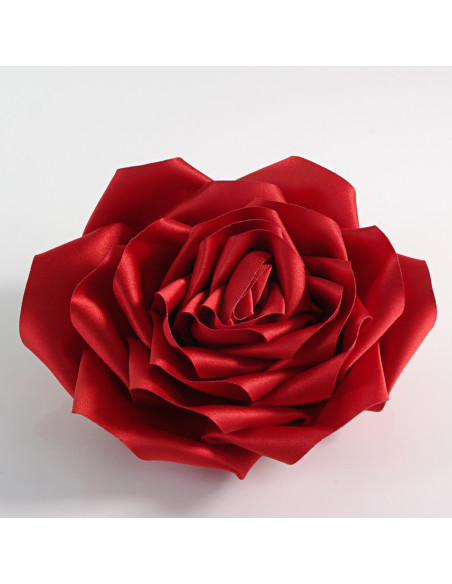 KWIAT Z MATERIAŁU RÓŻA BROSZKA PRZYPINKA LOLITA AKCESORIA 12 CM CZERWONY