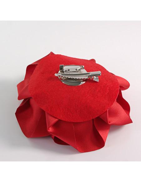KWIAT Z MATERIAŁU RÓŻA BROSZKA PRZYPINKA LOLITA AKCESORIA 12 CM CZERWONY