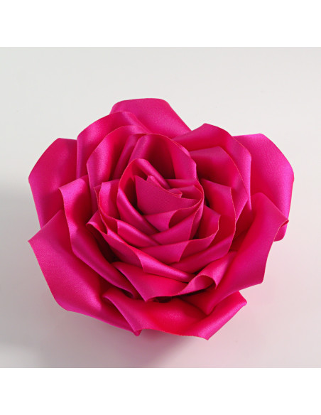 KWIAT Z MATERIAŁU RÓŻA BROSZKA PRZYPINKA LOLITA AKCESORIA 12 CM FUKSJA