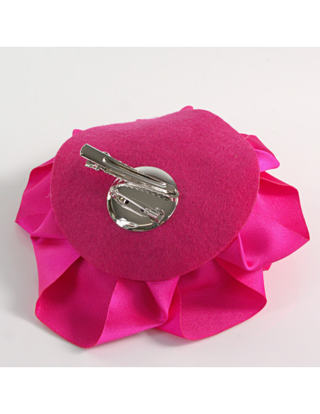 KWIAT Z MATERIAŁU RÓŻA BROSZKA PRZYPINKA LOLITA AKCESORIA 12 CM FUKSJA