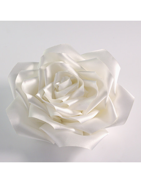 KWIAT Z MATERIAŁU RÓŻA BROSZKA PRZYPINKA LOLITA AKCESORIA 12 CM BIAŁY