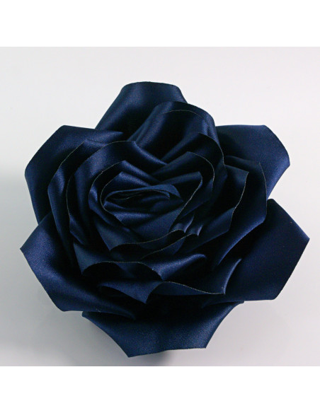 KWIAT Z MATERIAŁU RÓŻA BROSZKA PRZYPINKA LOLITA AKCESORIA 12 CM GRANATOWY