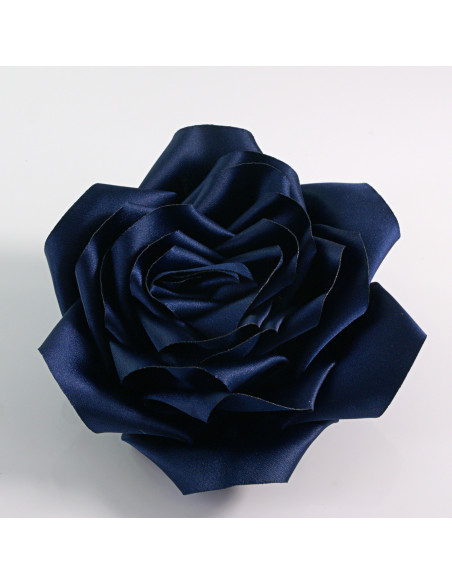 KWIAT Z MATERIAŁU RÓŻA BROSZKA PRZYPINKA LOLITA AKCESORIA 12 CM GRANATOWY