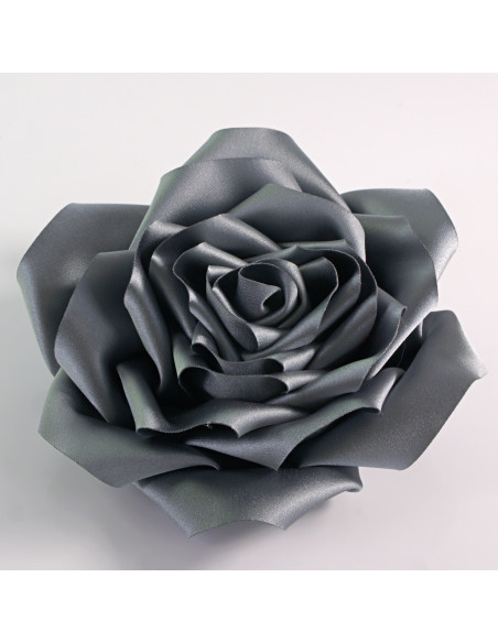 KWIAT Z MATERIAŁU RÓŻA BROSZKA PRZYPINKA LOLITA AKCESORIA 12 CM SZARY