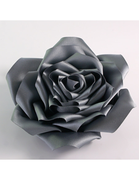 KWIAT Z MATERIAŁU RÓŻA BROSZKA PRZYPINKA LOLITA AKCESORIA 12 CM SZARY