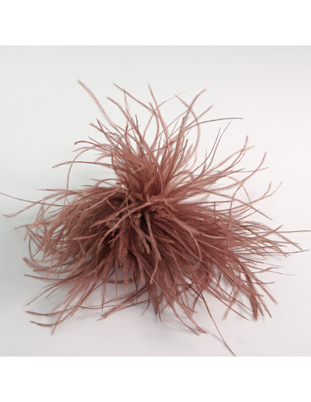 KWIAT Z PIÓR BROSZKA PRZYPINKA PIÓRA PUSZEK LOLITA AKCESORIA 14 CM BRĄZOWY