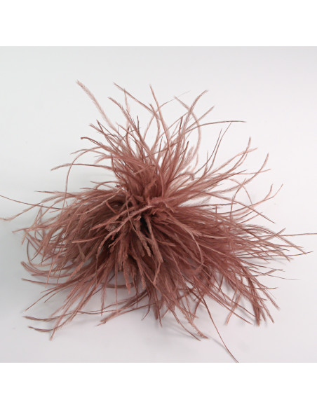 KWIAT Z PIÓR BROSZKA PRZYPINKA PIÓRA PUSZEK LOLITA AKCESORIA 14 CM BRĄZOWY