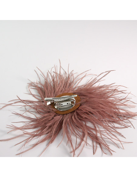 KWIAT Z PIÓR BROSZKA PRZYPINKA PIÓRA PUSZEK LOLITA AKCESORIA 14 CM BRĄZOWY