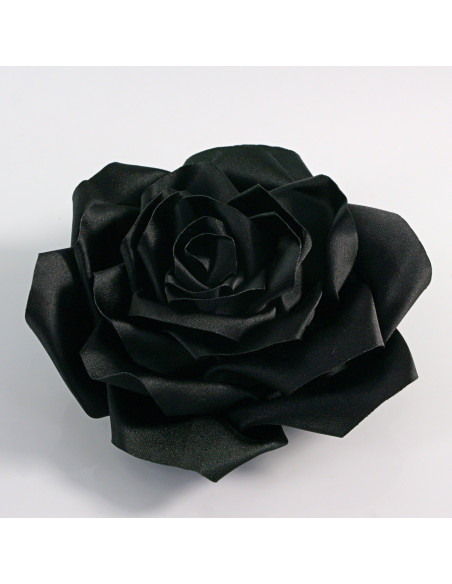 KWIAT Z MATERIAŁU RÓŻA BROSZKA PRZYPINKA LOLITA AKCESORIA 12 CM CZARNY