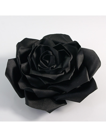 KWIAT Z MATERIAŁU RÓŻA BROSZKA PRZYPINKA LOLITA AKCESORIA 12 CM CZARNY