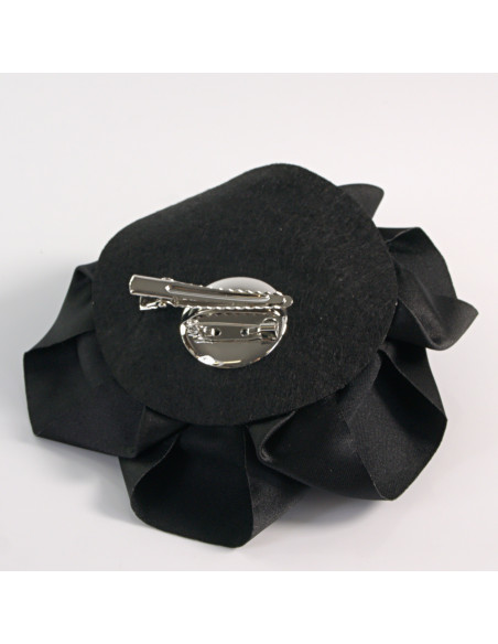 KWIAT Z MATERIAŁU RÓŻA BROSZKA PRZYPINKA LOLITA AKCESORIA 12 CM CZARNY