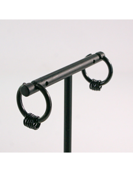 KOLCZYKI ZE STALI CHIRURGICZNEJ  LOLITA AKCESORIA 1,8 cm CZARNE