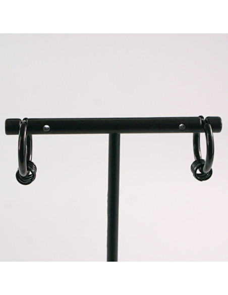 KOLCZYKI ZE STALI CHIRURGICZNEJ  LOLITA AKCESORIA 1,8 cm CZARNE