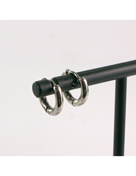 KOLCZYKI ZE STALI CHIRURGICZNEJ  LOLITA AKCESORIA 1,2 cm  SREBRNE KAJDANKI