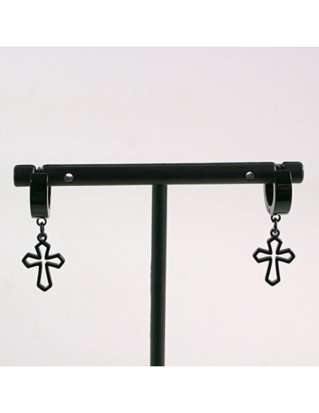 KOLCZYKI ZE STALI CHIRURGICZNEJ  LOLITA AKCESORIA CZARNE KRZYŻE KRZYŻ