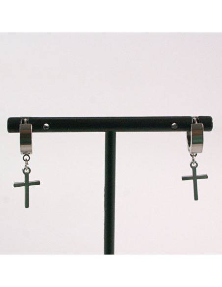 KOLCZYKI ZE STALI CHIRURGICZNEJ  LOLITA AKCESORIA SREBRNE KRZYŻE KRZYŻ