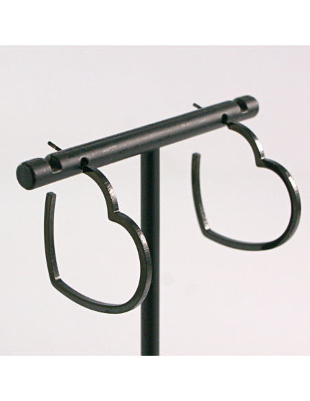 KOLCZYKI ZE STALI CHIRURGICZNEJ  LOLITA AKCESORIA CZARNE SERCA