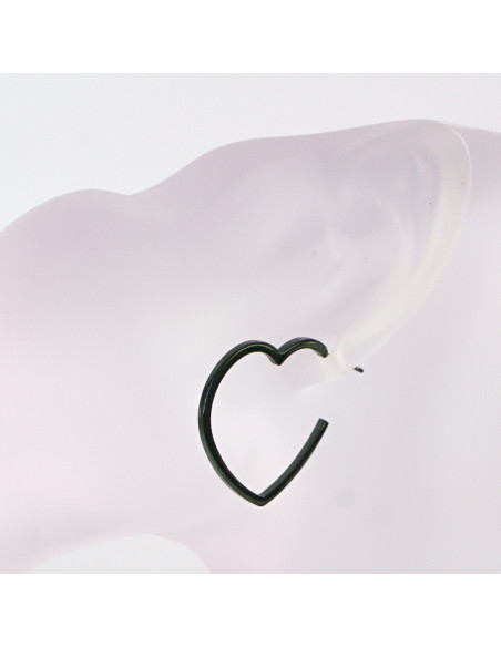 KOLCZYKI ZE STALI CHIRURGICZNEJ  LOLITA AKCESORIA CZARNE SERCA