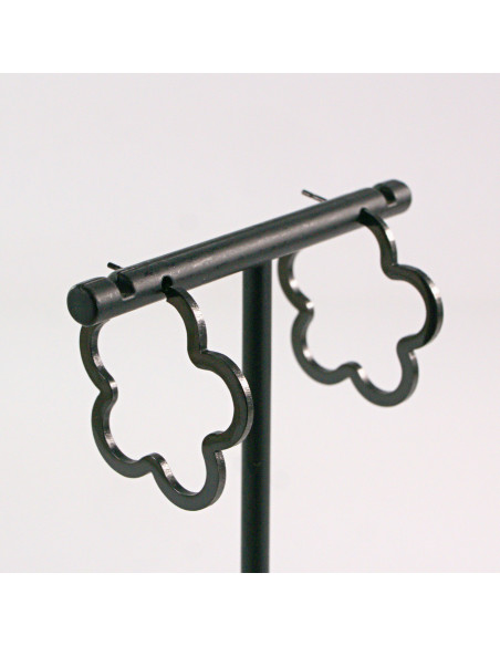 KOLCZYKI ZE STALI CHIRURGICZNEJ  LOLITA AKCESORIA CZARNE KWIATKI