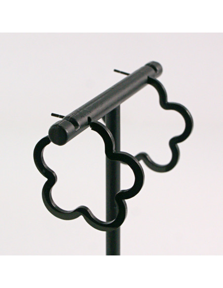 KOLCZYKI ZE STALI CHIRURGICZNEJ  LOLITA AKCESORIA CZARNE KWIATKI