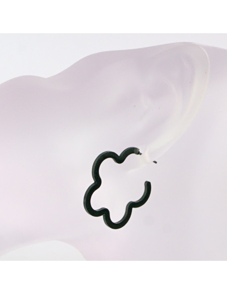 KOLCZYKI ZE STALI CHIRURGICZNEJ  LOLITA AKCESORIA CZARNE KWIATKI