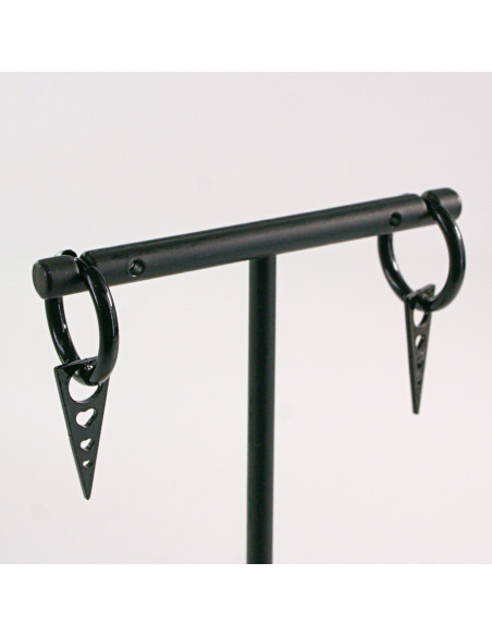 KOLCZYKI ZE STALI CHIRURGICZNEJ  LOLITA AKCESORIA  CZARNE Z ZAWIESZKĄ