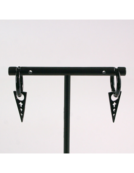 KOLCZYKI ZE STALI CHIRURGICZNEJ  LOLITA AKCESORIA  CZARNE Z ZAWIESZKĄ