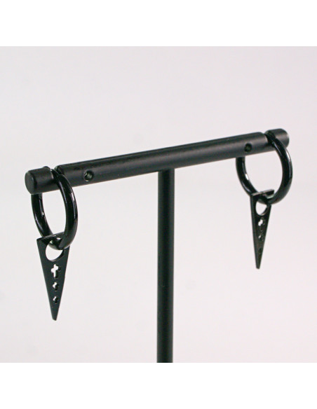 KOLCZYKI ZE STALI CHIRURGICZNEJ  LOLITA AKCESORIA  CZARNE Z ZAWIESZKĄ