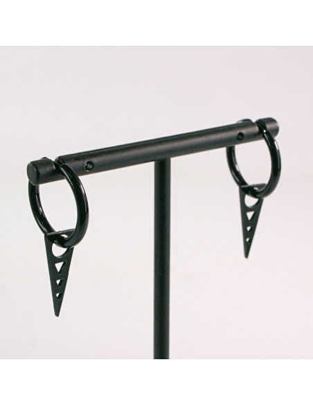 KOLCZYKI ZE STALI CHIRURGICZNEJ  LOLITA AKCESORIA  CZARNE Z ZAWIESZKĄ