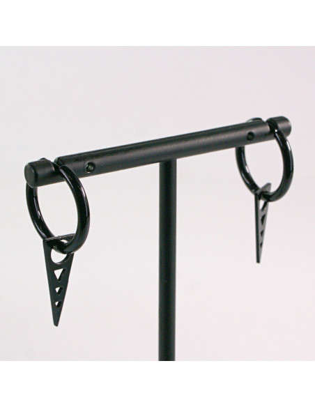 KOLCZYKI ZE STALI CHIRURGICZNEJ  LOLITA AKCESORIA  CZARNE Z ZAWIESZKĄ