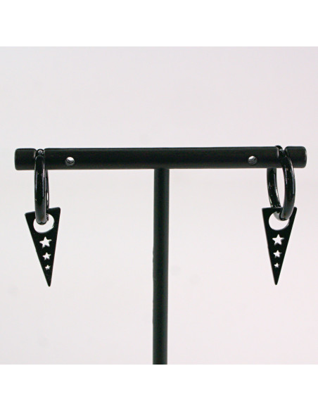 KOLCZYKI ZE STALI CHIRURGICZNEJ  LOLITA AKCESORIA  CZARNE Z ZAWIESZKĄ