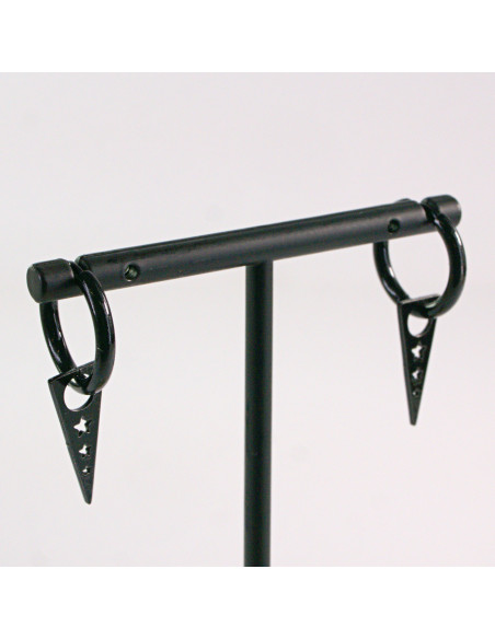 KOLCZYKI ZE STALI CHIRURGICZNEJ  LOLITA AKCESORIA  CZARNE Z ZAWIESZKĄ