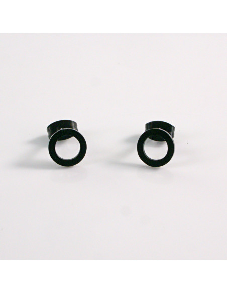 KOLCZYKI ZE STALI CHIRURGICZNEJ  LOLITA AKCESORIA  CZARNE KOŁA 0,8 CM