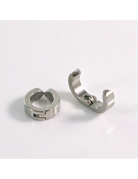 Fake kolczyki nausznica ze stali chirurgicznej Klips Unisex SREBRNY 1 cm